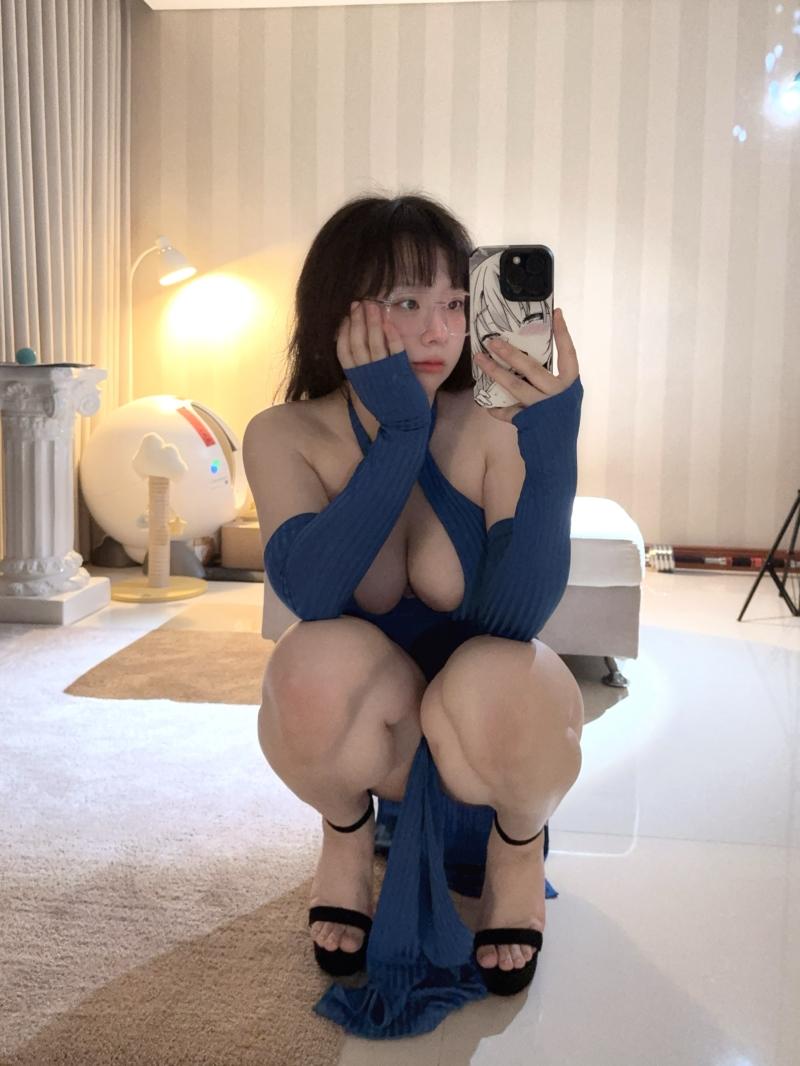 皮皮奶可可爱了 蓝色旗袍【17P-1V-60MB】-最佳coser